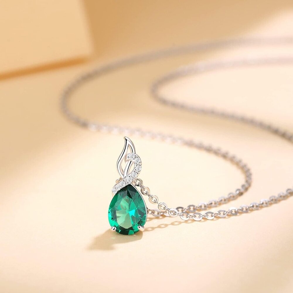 Hypoallergenic Emerald Pendant Necklace, Perfect Birthday Gift for Women - Picture 4 of 7
